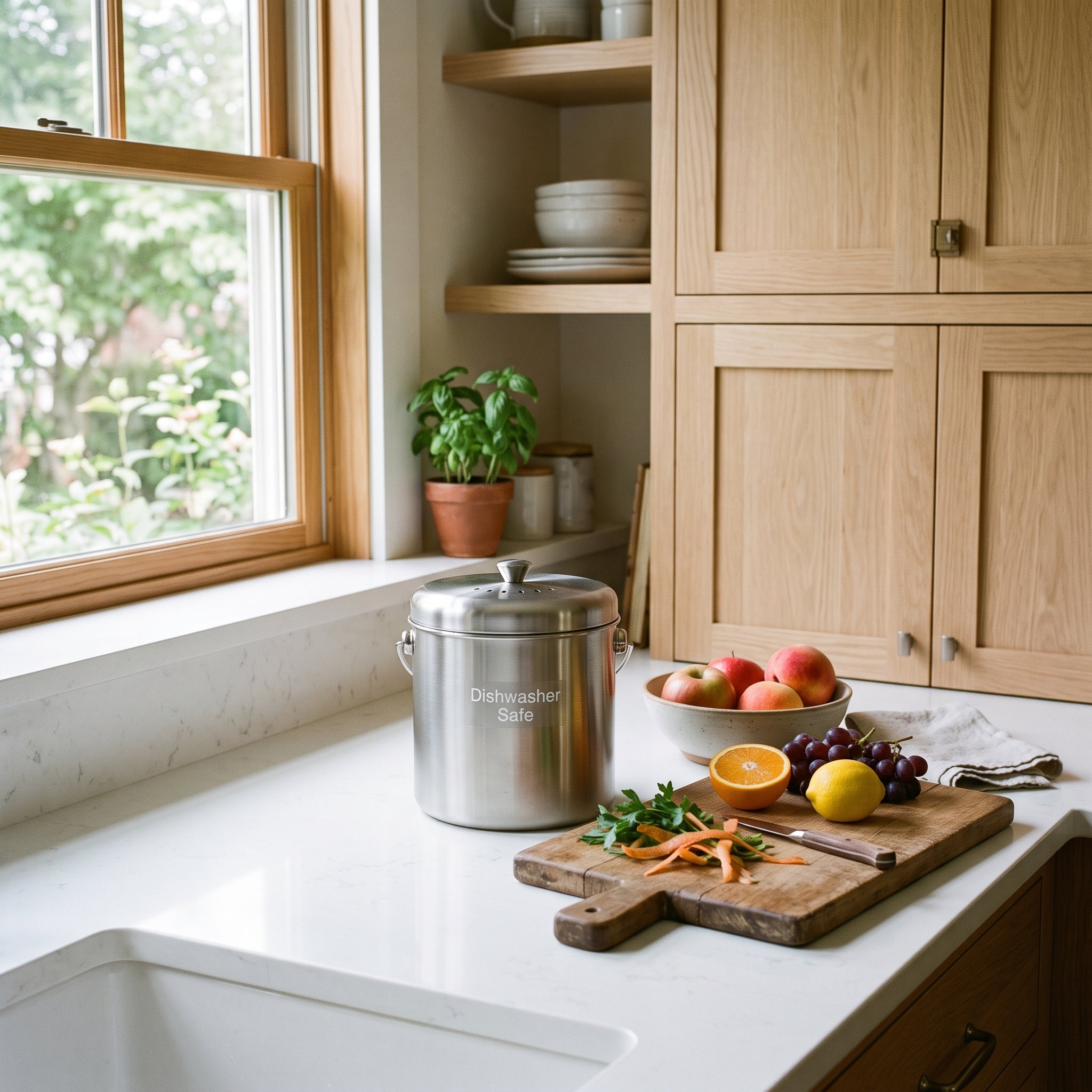 Odor Free Stainless Steel Kitchen Compost Caddy